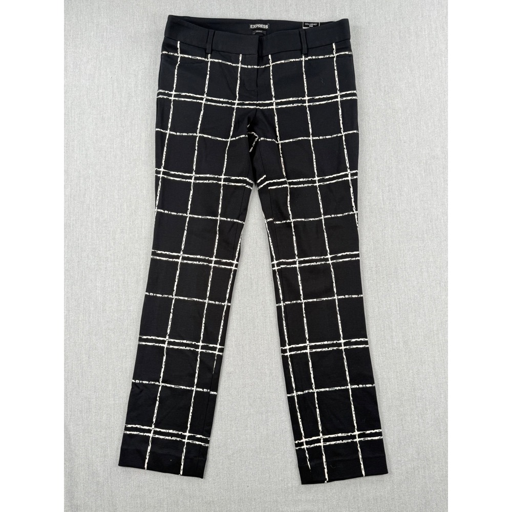 Express Columnist Slim Pants Womens 8R Black White Windowpane Grid Dress Trouser